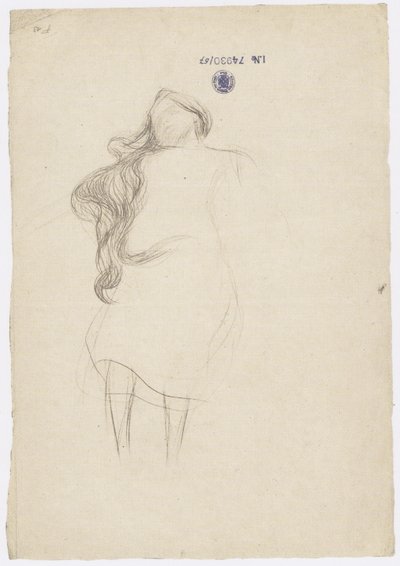 Bekleidete Schwebende mit herabhängendem Haar von Gustav Klimt
